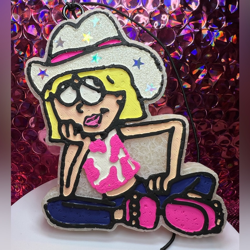 Cowgirl  Cartoon car Freshie